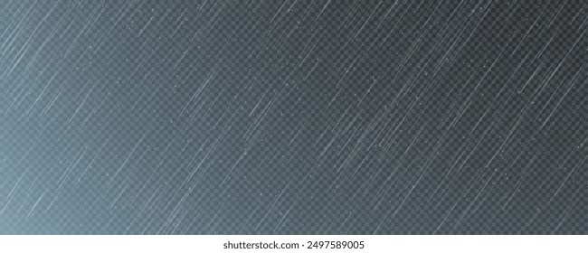 Raindrops on transparent background. Storm with rain and white cloud isolated on transparent background. Downpour, hail rainy weather. Rain and snow, rain and hail png.