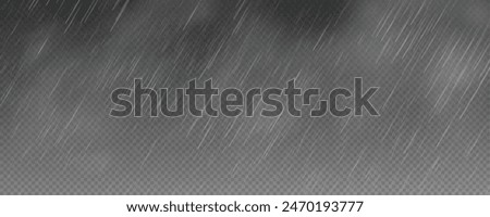 Raindrops on transparent background. Storm with rain and white cloud isolated on transparent background. Downpour, hail rainy weather. png