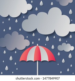 Raindrops on an Umbrella, Vector, Illustration