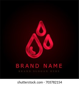 Raindrops red chromium metallic logo
