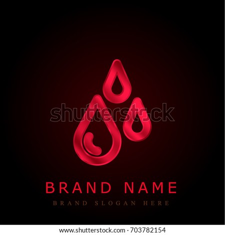 Raindrops red chromium metallic logo