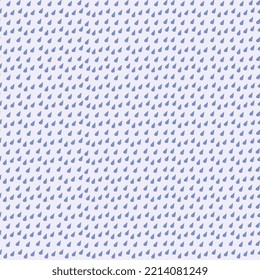 Raindrops seamless pattern vector illustration with hand drawn blue water drops on light blue background Monsoon season background in simple flat style