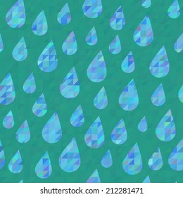 Raindrops seamless pattern. Vector, swatch included.