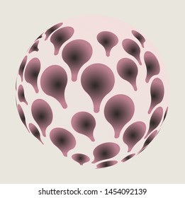 raindrops sphere with petals reflection in foggy mauve shades