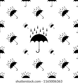 Raindrops Tripping On Umbrella Icon Seamless Pattern Vector Art Illustration