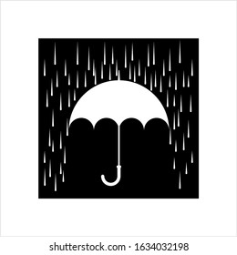 Raindrops Tripping On Umbrella Icon Vector Art Illustration