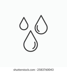 Raindrops vector icon isolated in black line