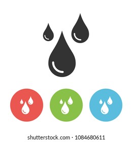 Raindrops vector one flat solid icon isolated on white background for webdesign or weather app