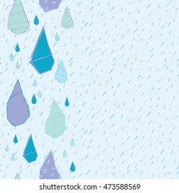 Raindrops Vector Seamless Pattern. Handdrawn Rainy Pattern Background. Naive Melancholic Raindrops Surface Pattern. Childish Sad Pattern for your Textile.