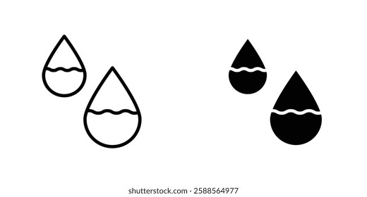 Raindrops vectors icons set in filled and strokes on white background