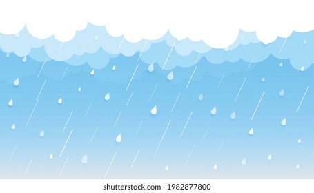 rainfall background with clouds and droplets