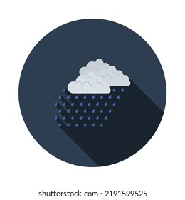 Rainfall Icon. Flat Circle Stencil Design With Long Shadow. Vector Illustration.