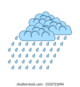 Rainfall Icon. Thin Line With Blue Fill Design. Vector Illustration.