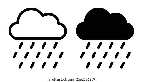 Rainfall Icons pack in outlined and flat versions