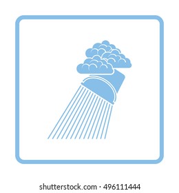 Rainfall like from bucket icon. Blue frame design. Vector illustration.