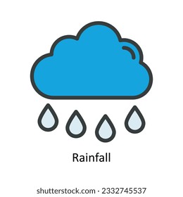 Rainfall  Vector Fill outline Icon Design illustration. Nature and ecology Symbol on White background EPS 10 File