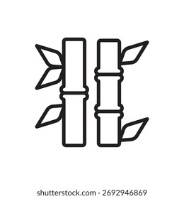 Ilustración vectorial de icono de contorno de bambú de la selva tropical