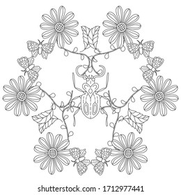 Rainforest Bug and Floral Mandala