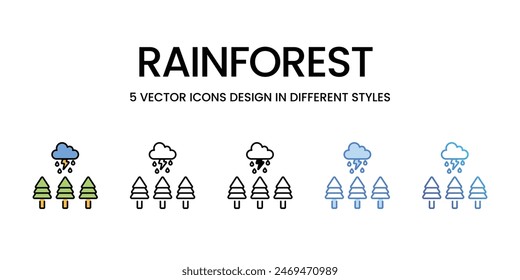 Rainforest icons vector set stock illustration.