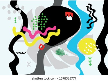 Rainforest interpretation with abstract shapes.
