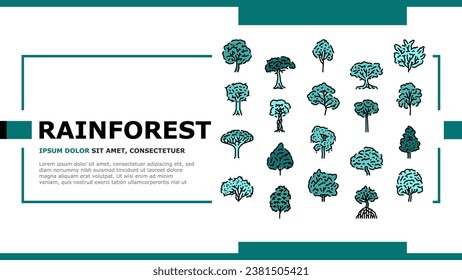rainforest jungle amazon nature landing web page vector. forest landscape, brazil tree, green asia, environment river, beautiful wild foliage rainforest jungle amazon nature Illustration