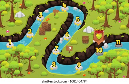 Rainforest Jungle Game Level Map