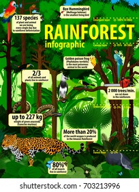 Rainforest Jungle Infographic Animals Vector Illustration Stock Vector ...