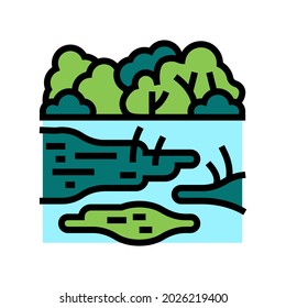 Farbsymbol des Regenwaldes, Vektorgrafik. Waldschild für Regenwald. einzelne Symbolillustration