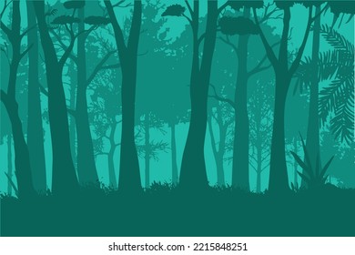 rainforest landscape silhouette green color jungle background