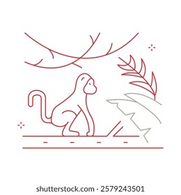 Rainforest Monkey Jungle Vector ICon Design