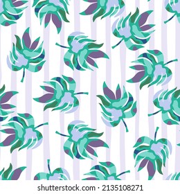 Rainforest palm leaves tropical seamless pattern. Abstract leaf endless wallpaper. Exotic hawaiian jungle backdrop. Design for fabric, textile print, wrapping, cover. Vector illustration