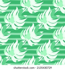 Rainforest palm leaves tropical seamless pattern. Abstract leaf endless wallpaper. Exotic hawaiian jungle backdrop. Design for fabric, textile print, wrapping, cover. Vector illustration