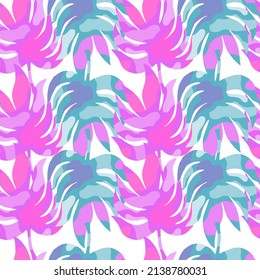 Rainforest palm leaves tropical seamless pattern. Abstract leaf endless wallpaper. Exotic hawaiian jungle backdrop. Design for fabric, textile print, wrapping, cover. Vector illustration