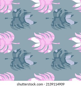 Rainforest palm leaves tropical seamless pattern. Abstract leaf endless wallpaper. Exotic hawaiian jungle backdrop. Design for fabric, textile print, wrapping, cover. Vector illustration