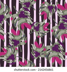 Rainforest palm leaves tropical seamless pattern. Abstract leaf endless wallpaper. Exotic hawaiian jungle backdrop. Design for fabric, textile print, wrapping, cover. Vector illustration
