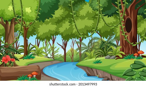 Regenwald oder tropischer Wald am Tage - Szenengrafik