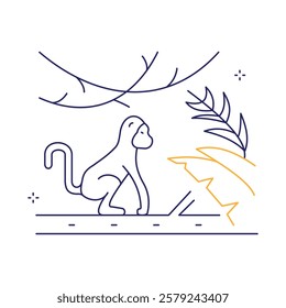 Rainforest Wildlife Monkey Jungle Vector Icon Design