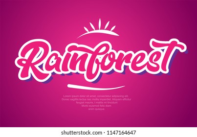 rainforest word typography design in pink color suitable for logo, banner or text design