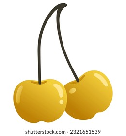 Rainier Cherry Cherries Vector de Ilustración de Diseño Plano