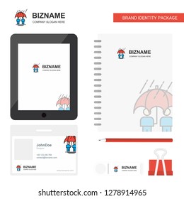 Raining Business Logo, Tab App, Diary PVC Employee Card and USB Brand Stationary Package Design Vector Template