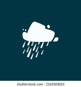 Raining Cartoon Weather Icon. Flat Design Showing Rain Drops Coming From The Clouds. Isolated Objects. Asset for Animation, Web Design, Mobile Apps And More.