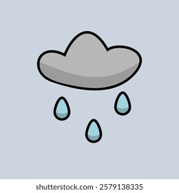 Raining cloud element or logo. cartoon style vector illustration.
