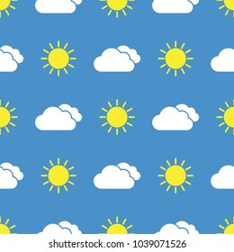 Raining cloud and falling drops seamless pattern