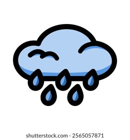 Raining cloud icon. Natural, weather, climate, humidity, forecast concepts.  Flat vector design isolated illustration.