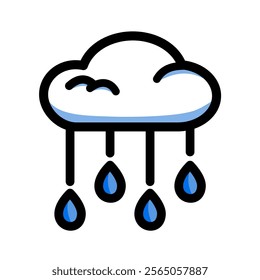 Raining cloud icon. Natural, weather, climate, humidity, forecast concepts.  Flat vector design isolated illustration.