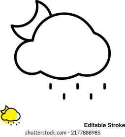 Raining Cloud Vector Line Icon