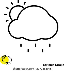 Raining Cloud Vector Line Icon