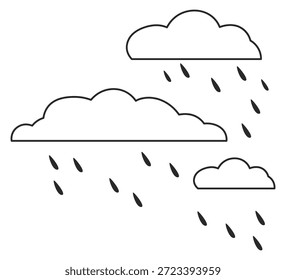 Icono de línea de nubes lluviosas. Símbolo de Clima de tormenta