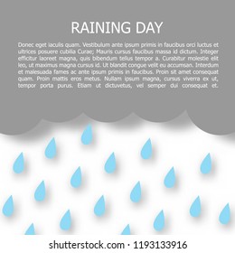 raining concept flyer and brochure. simple background paper style.