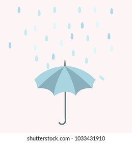 Raining day with blue umbrella 